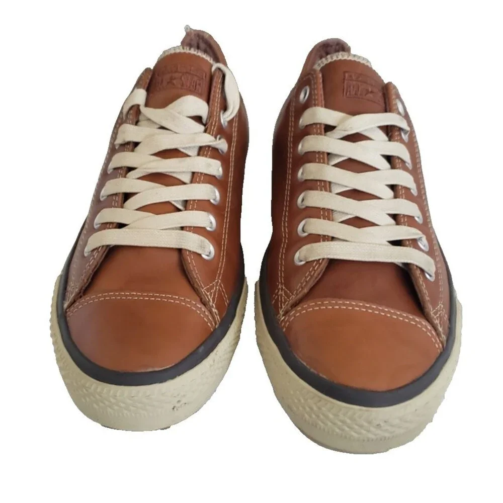 Converse All Star PineCone Brown Leather Sneakers Low Top 126814C Men's Size 11